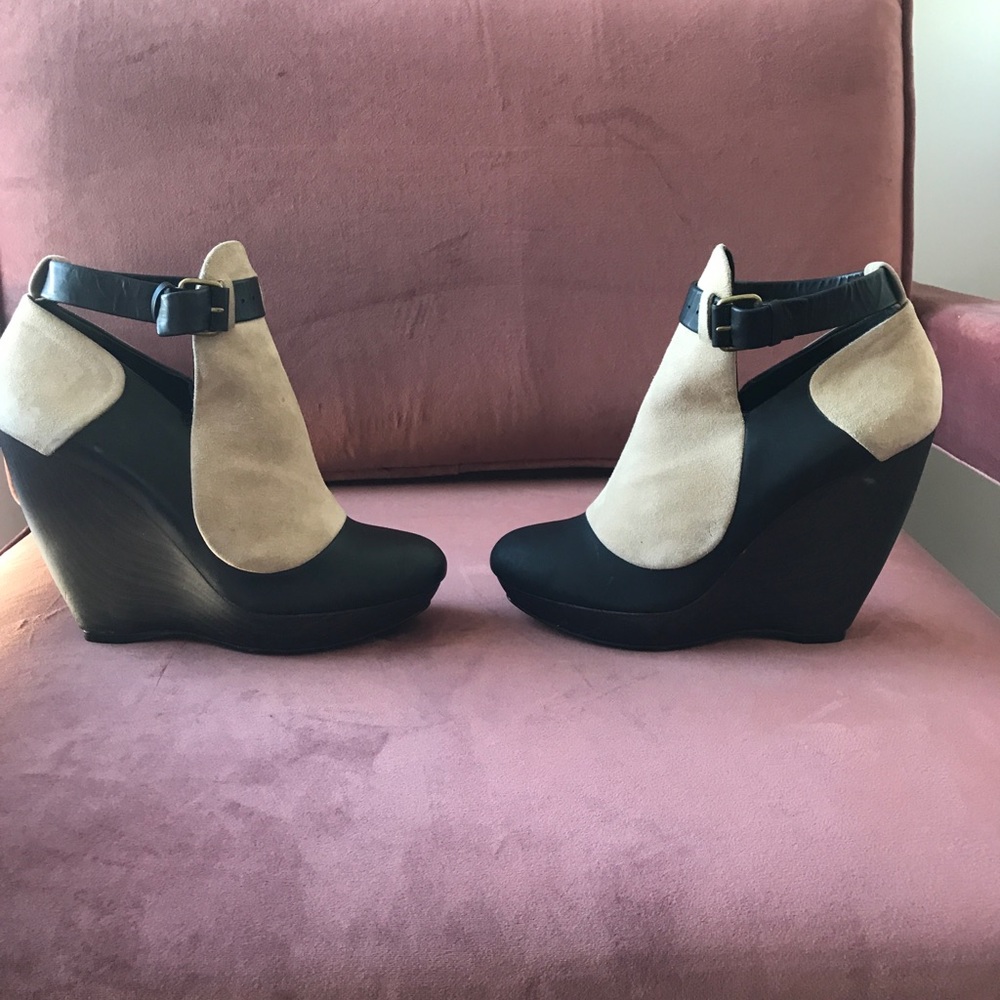 Balenciaga color block wedge booties
